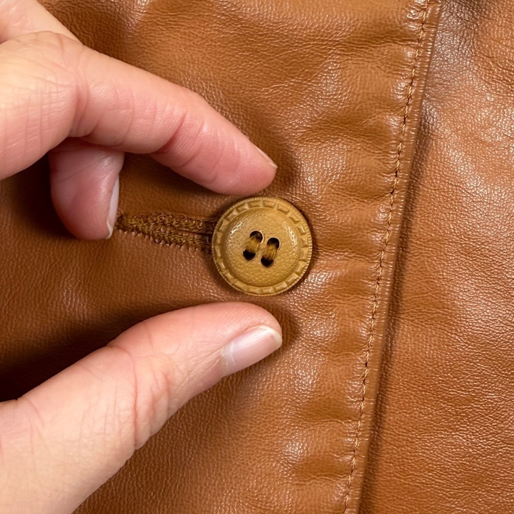 VTG Clipper Mist Genuine Leather Blazer Jacket Women’s L Tan Rust Retro 70s 80s - Picture 5 of 15